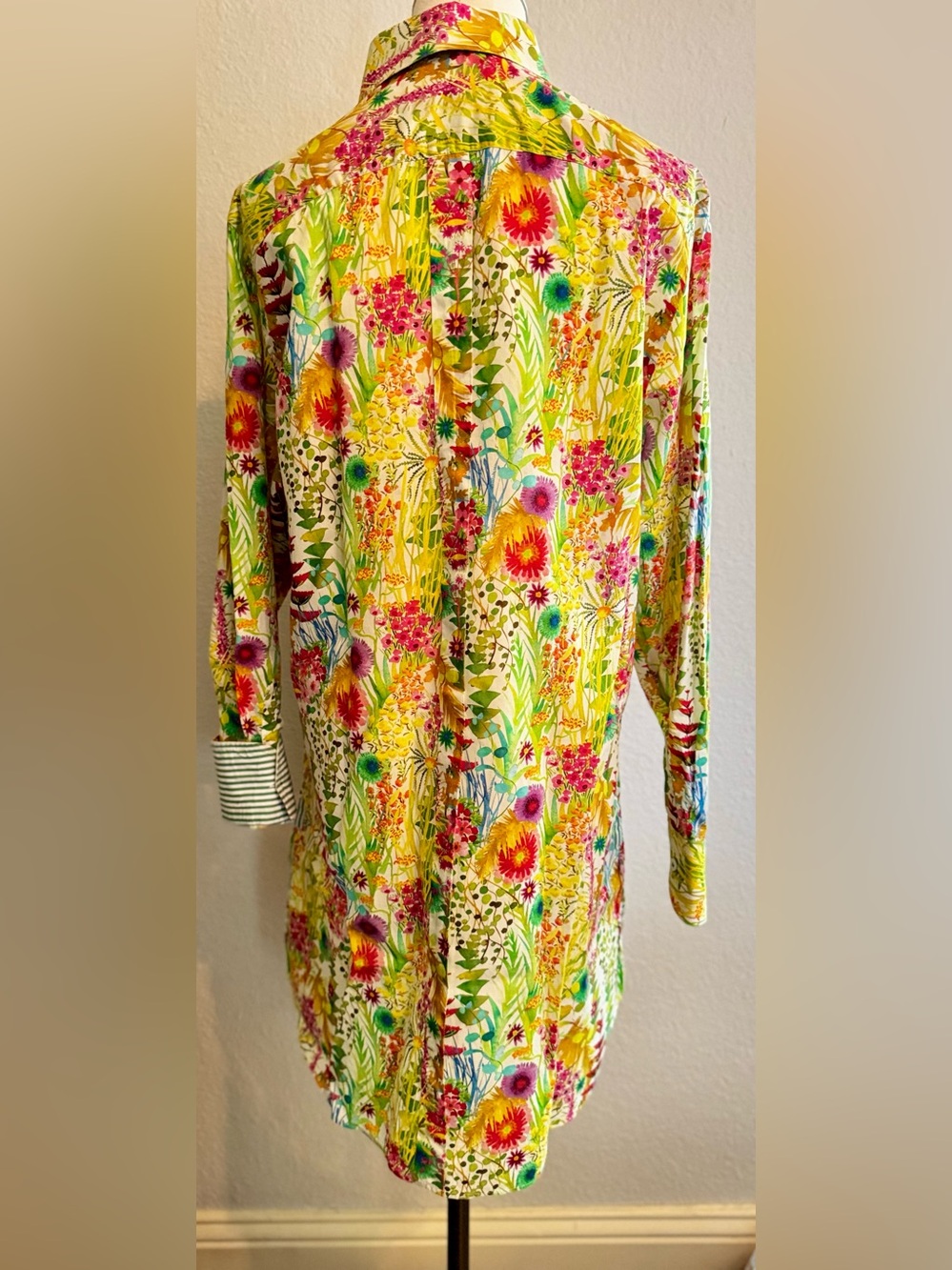 LABORATORIO CAPRI Yellow Floral Long-Sleeve Shirt Mini Dress - Picture 8 of 16